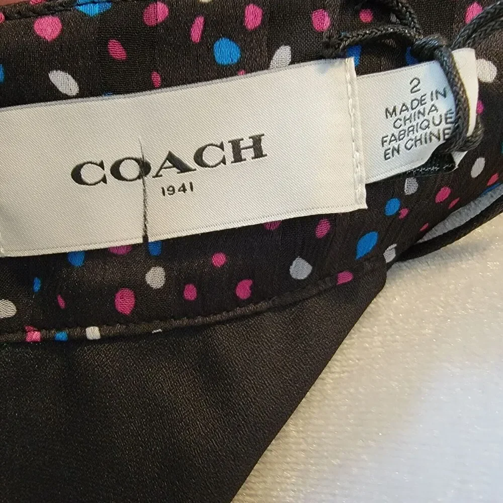 Coach Mix Pleated Midi Skirt Size 2 Black Pink New With Tags NWT